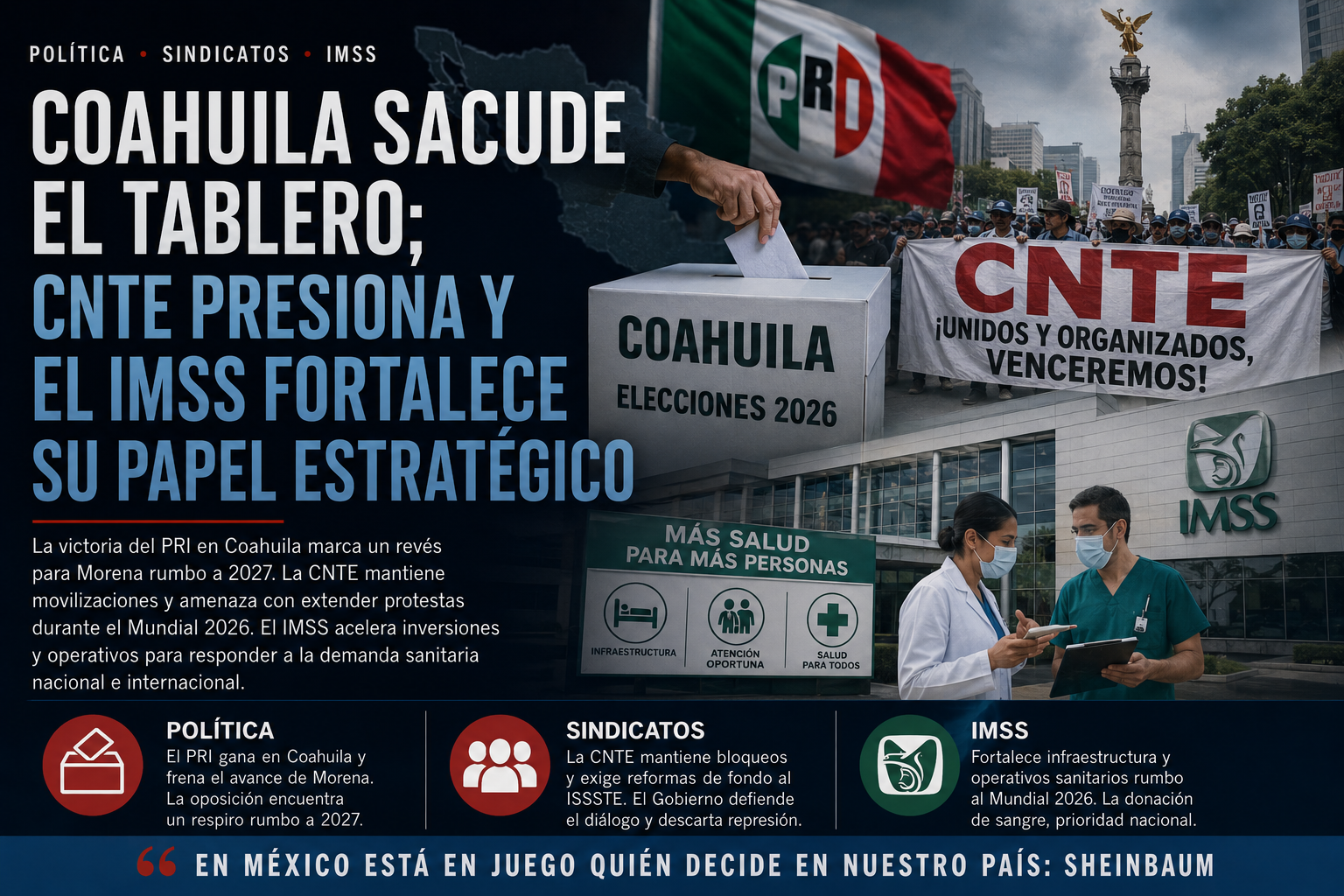 Coahuila sacude el tablero político, la CNTE mantiene la presión y el IMSS fortalece su papel estratégico rumbo al Mundial
